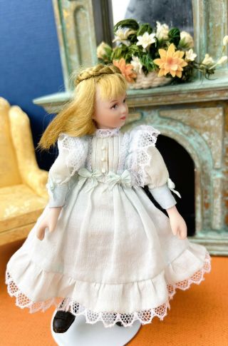 Vintage Miniature Dollhouse Artisan Little Porcelain Girl Doll Hand Sculpted 3