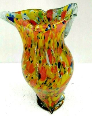 Vintage Murano Art Glass Owl Vase Hand Blown 10 