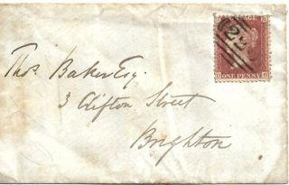 Gb 1857 1d Red Stars Cover With Cranbrook 226 Numeral To Brighton