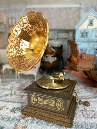 Vintage Miniature Dollhouse Bodo Hennig Phonograph Germany Hard To Find