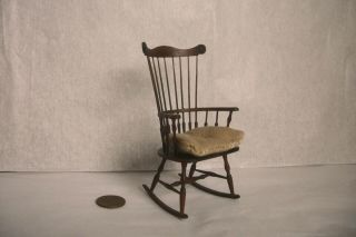 Vintage Artist Made William Bill Clinger Miniature Windsor Rocking Chair