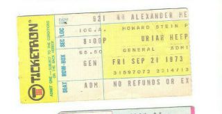 Uriah Heep Concert Ticket Stub 9 - 21 - 73
