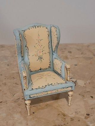 Dollhouse Miniature Bespaq Hand Painted Arm Chair Htf