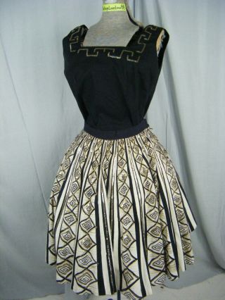 Maya De Mexico Vtg 50s Black Novelty Sequin Top & Circle Skirt - Bust 36/waist 25