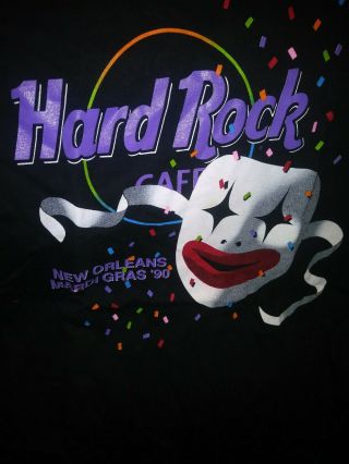 1990 Hard Rock Cafe Mardi Gras Xl Shirt Orleans La Louisiana Mask