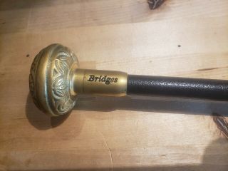 Vintage Bridges Brass Door Knob Handle Cane Walking Stick 35 3/4 ' 