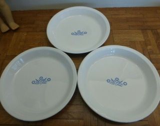 3 Vintage Corning Ware Blue Cornflower P - 309 9 Inch Pie Plates Made In Usa