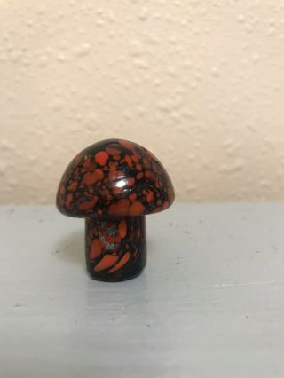 Vintage Glass Mushroom Paperweight,  Small,  1 & 1/2 Inches Tall.