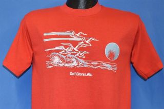 Vtg 80s Gulf Shores Alabama Sunset Ocean Wave Seagulls Tourist Tee Jays T - Shirt
