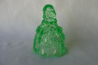 Boyd Glass Made In 1982 Colonial Lady Doll Louise Belle Vaseline Green