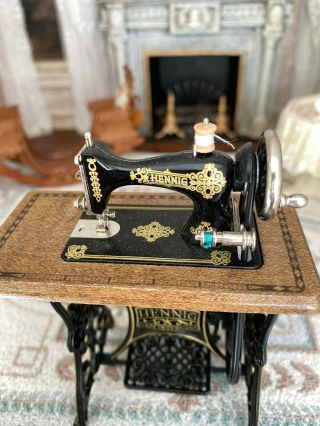 Vintage Miniature Dollhouse Bodo Hennig Sewing Machine Table Parts RARE 3