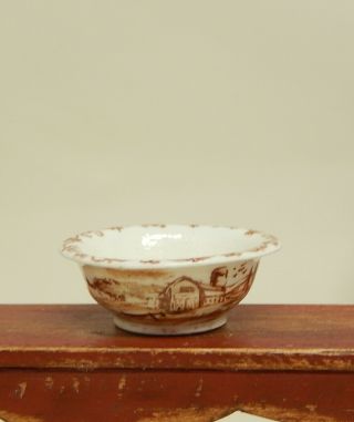 Vintage Jean Tag Porcelain Ironstone Bowl Artisan Dollhouse Miniature 1:12