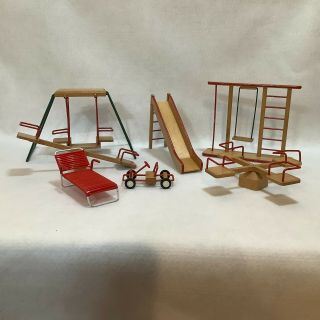 Vintage German Made Playground Doll Furniture Set,  1:12 Scale