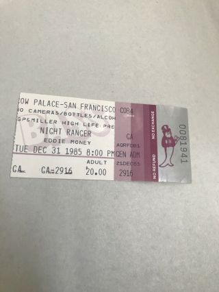 Vintage Night Ranger Concert Ticket Stub Dec 31st 1985