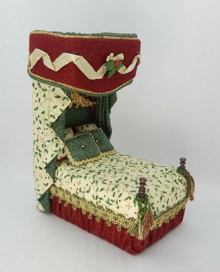 Hold Vintage Ruth Bradley Santa Christmas Bed Artisan Dollhouse Miniature 1:12
