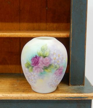 Vintage Marsha Hedrick Porcelain Floral Vase Artisan Dollhouse Miniature 1:12