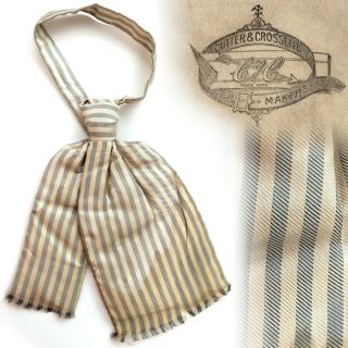 1890s 1900s Cutter & Crossette Vintage Victorian Striped Pre - Tied Necktie Tie
