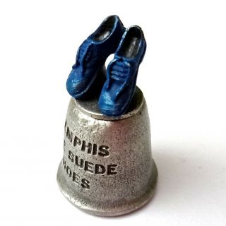 Elvis Presley Blue Suede Shoes Pewter Thimble,  Memphis 1.  5 " Wapw Uk,  Vintage