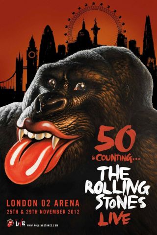 The Rolling Stones 50 & Counting Concert Poster London O2 Arena 2012
