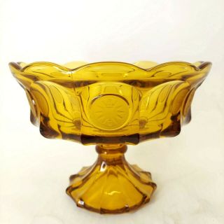Vintage Fostoria Glass Frosted Coin Amber 8.  5 In.  Large Footed Compote