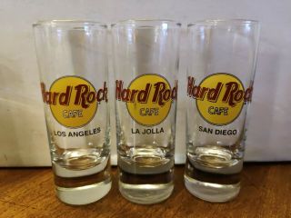 Los Angeles,  La Jolla,  San Diego Hard Rock Cafe Tall Shot Glass - 4 " Tall Pre - Owned