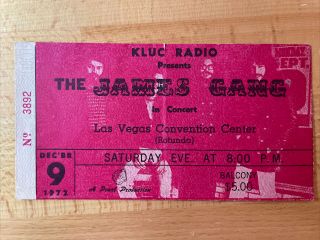 Vintage James Gang Concert Ticket Stub 1972 Las Vegas Convention Center