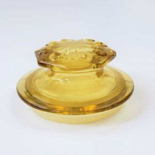 L E Smith Vintage Amber Glass Canister Lid Replacement Atterbury Scroll Retro