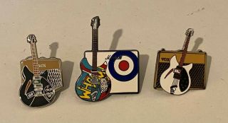 The Jam / Paul Weller Guitar & Amp Set Of Enamel Pin Badges X 3 Designs -