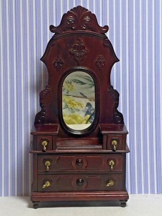 Vintage Dollhouse Bespaq Vanity Dresser Shelves Mirror Miniature 1:12