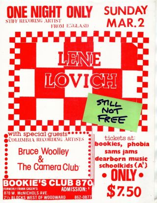 1981 March 2 Lene Lovich Camera Club Bookie 