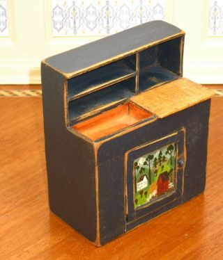 Bearly Big Enough Hand Painted Copper Lined Dry Sink Artisan Dollhouse Miniature