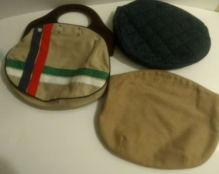 Vintage - " De’lanthe " Wooden Handle Bermuda Bag W/2 Additional Covers