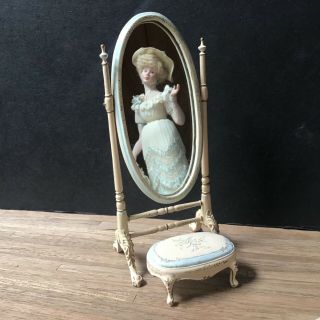 Bespaq Dressing Mirror And Footstool 1:12 Scale Dollhouse Miniature
