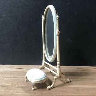 Bespaq Dressing Mirror and Footstool 1:12 Scale Dollhouse Miniature 2