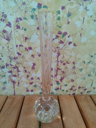 Vintage Bubble Clear Glass / Paperweight Bud Vase - Single Stem - 1960 