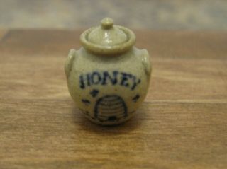 Jane Graber Miniature Vintage Stoneware Honey Jar Signed 1980