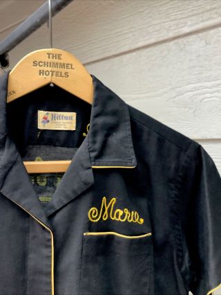 Vintage Single Needle Bowling Shirt,  By Hilton,  Women,  Black,  Pre - Owned Size 36 2