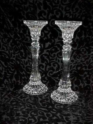 Signed Pair Mikasa 12 " Tall Crystal Candlestick Holders