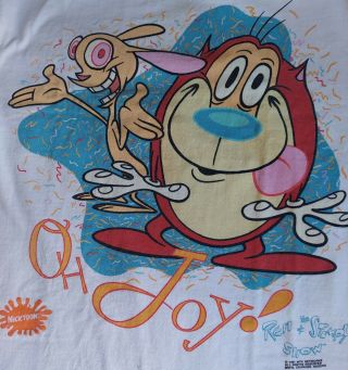 Vintage Ren And Stimpy Show T - Shirt Oh Joy Large 1991 Mtv
