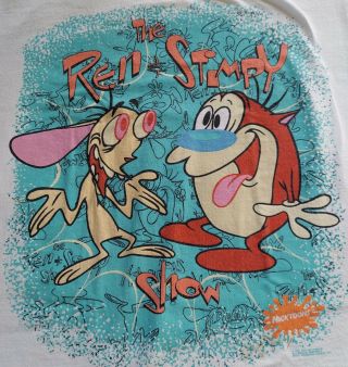 Vintage Ren And Stimpy Show Tshirt Belton Large 1991 Mtv
