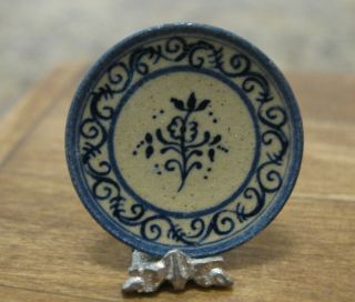 Jane Graber Miniature Vintage Stoneware Flower Plate Signed 2001