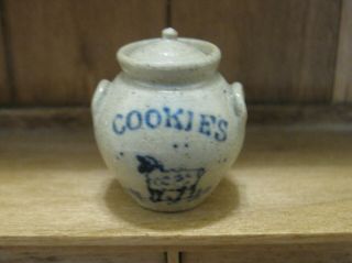 Jane Graber Miniature Vintage Stoneware Cookie Jar Signed 1990