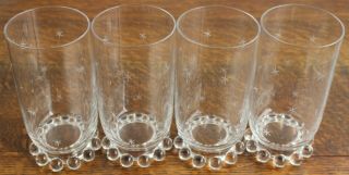 Vintage 12 Oz Elegant Imperial Candlewick Etched Stars Water Glass Set 4