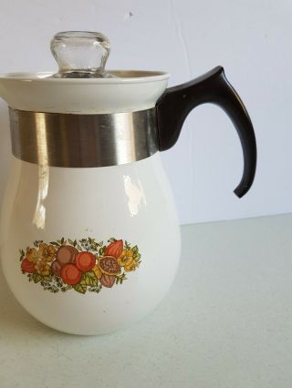 Corning Ware Spice Of Life Coffee Pot P - 166 Stove Top 900 Ml Vintage