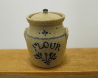 Jane Graber Miniature Vintage Stoneware Flour Jar Signed 1997