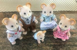 Calico Critters Norwood Mouse Family Of 5 With Baby Brother Sylvanian Families