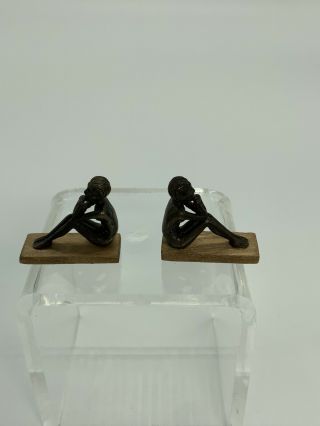 Dollhouse Miniature Artisan Signed Neil Carter Bronze Bookends Pair