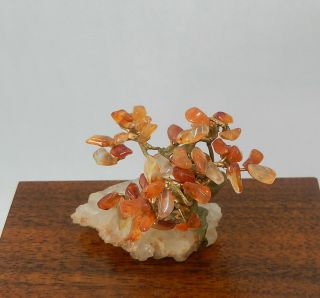 Vintage Orange Jade Bonsai Tree Sculpture Artisan Dollhouse Miniature 1:12 3