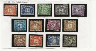 Gb Postage Dues 1959/63 Very Fine Set Complete Sg D56/68 All (13) Stamps