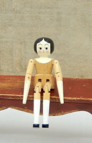 Vintage Articulated Eric Horne Wooden Peg Doll Toy Dollhouse Miniature 1:12